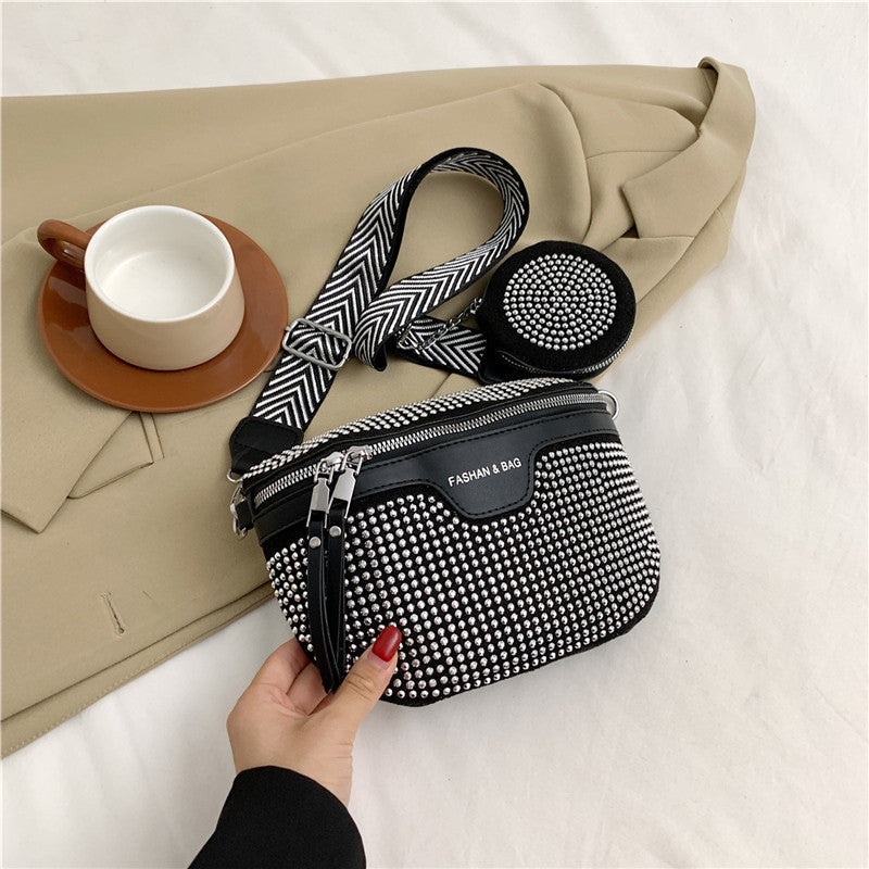 Stylische mit Strass verzierte Mini-Crossbody-Tasche Karnz