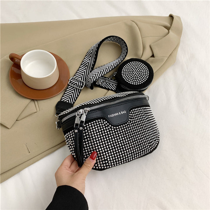 Stylische mit Strass verzierte Mini-Crossbody-Tasche Karnz
