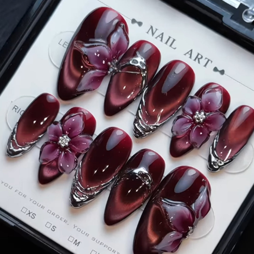 3D Blumenakzent Stiletto Nagelkunst Verlängerungen Karnz