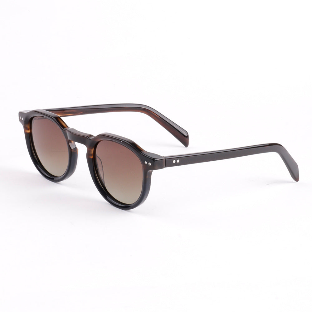Damen modische Sonnenbrille mit stilvollem, runden Rahmen und UV-Schutz Karnz