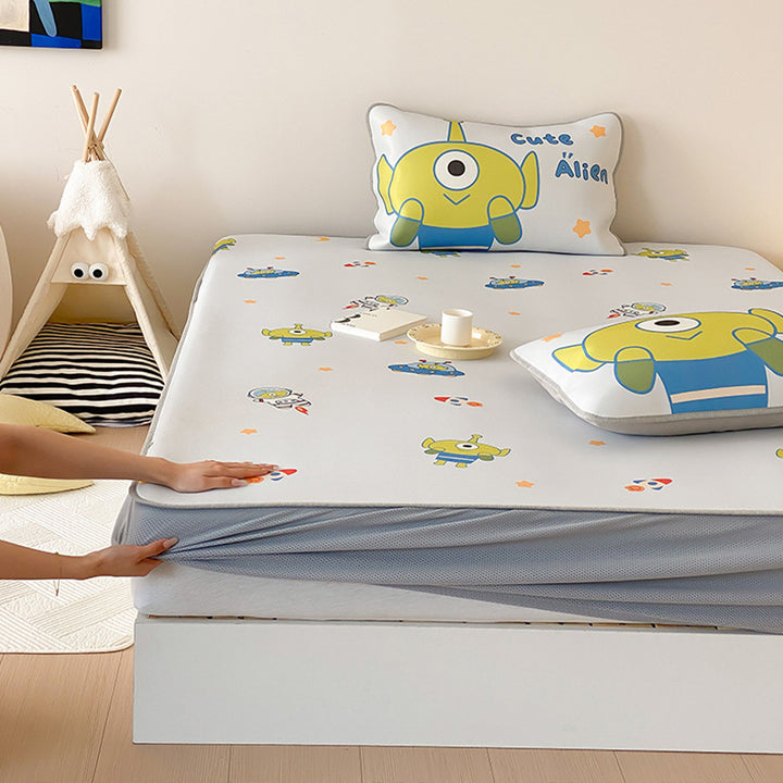 Kinder-Matratzenschoner-Topper mit rutschfester Unterseite und niedlichem Bären-Print