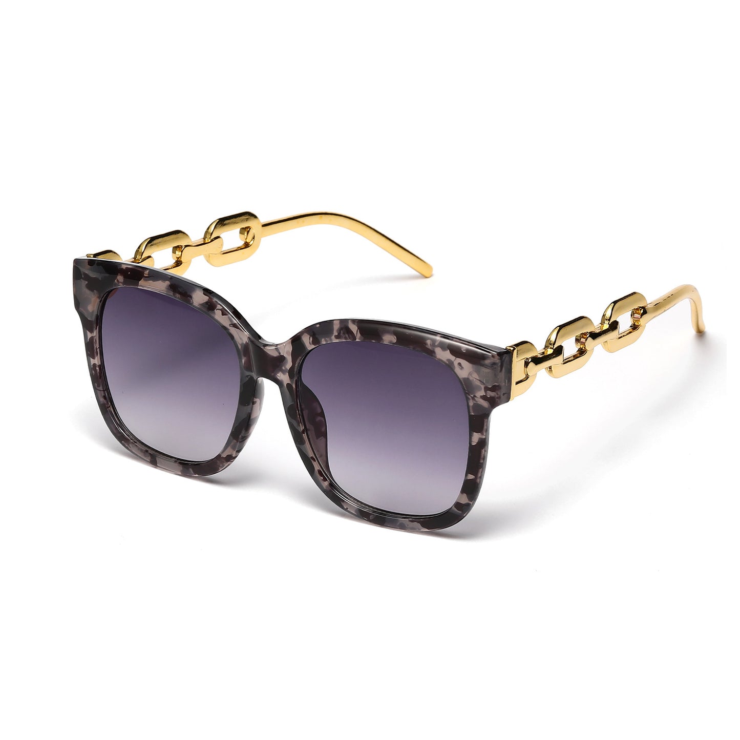Damen modische oversized Sonnenbrille mit luxuriösem Kettenrahmen Karnz