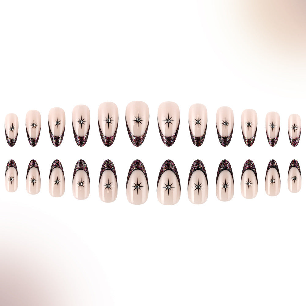Glamourös Star-Beschmückte Französische Tip Nagelkunst Karnz