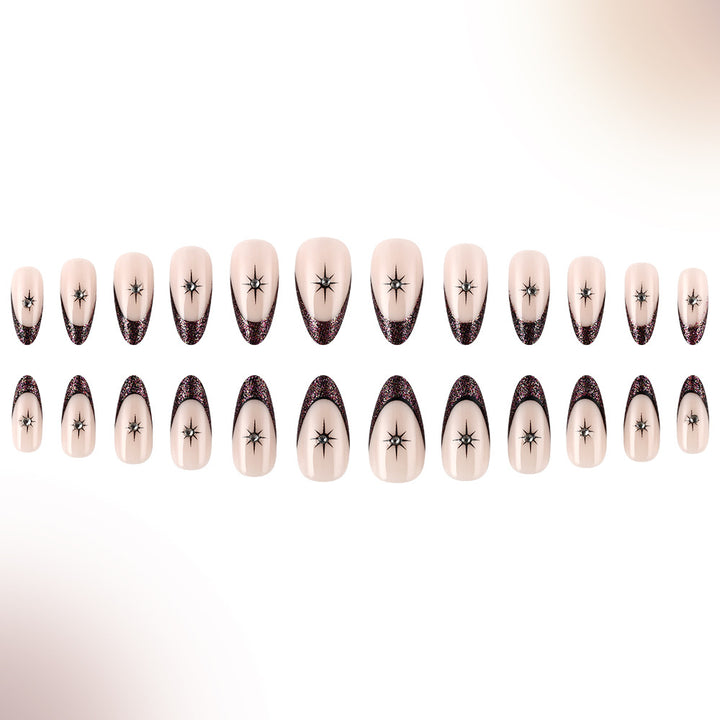 Glamourös Star-Beschmückte Französische Tip Nagelkunst Karnz