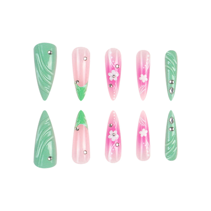 Blumenverzierte Stiletto-Nägel Karnz