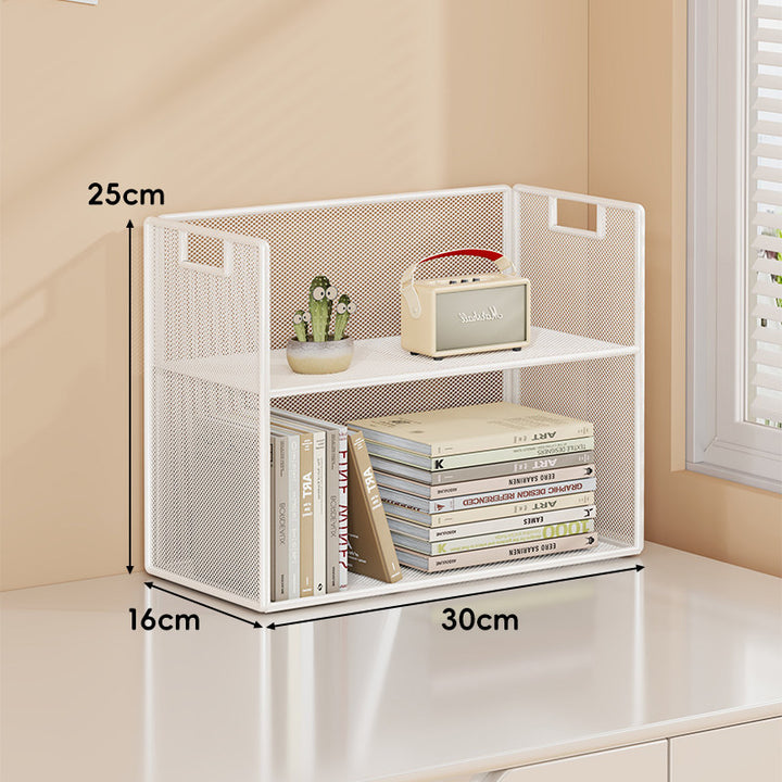 Mesh Stufiger Desktop-Organizer-Regal mit Griffausschnitten