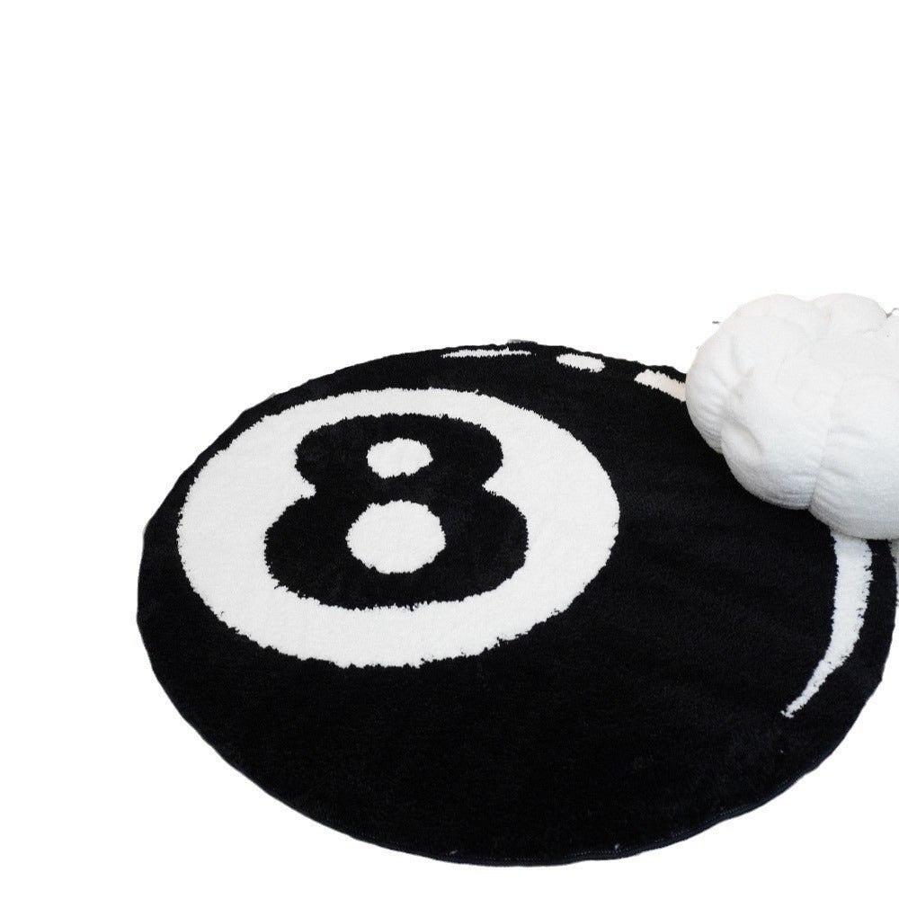 Runde Plüsch 8-Ball Billard-Themen Hochflor Akzentteppich