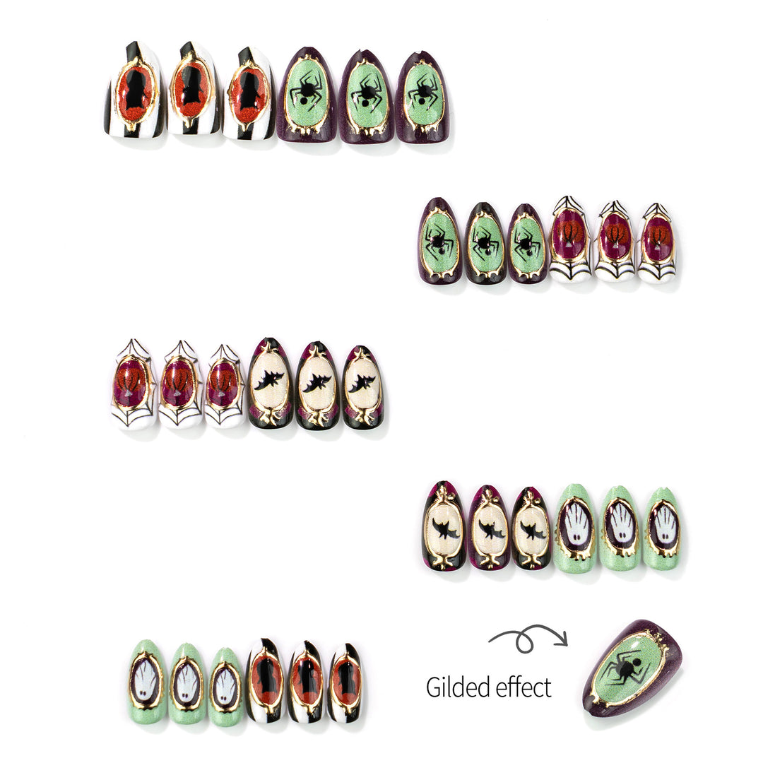 Halloween-Themen Druck-auf Nail Art Set 1790738650