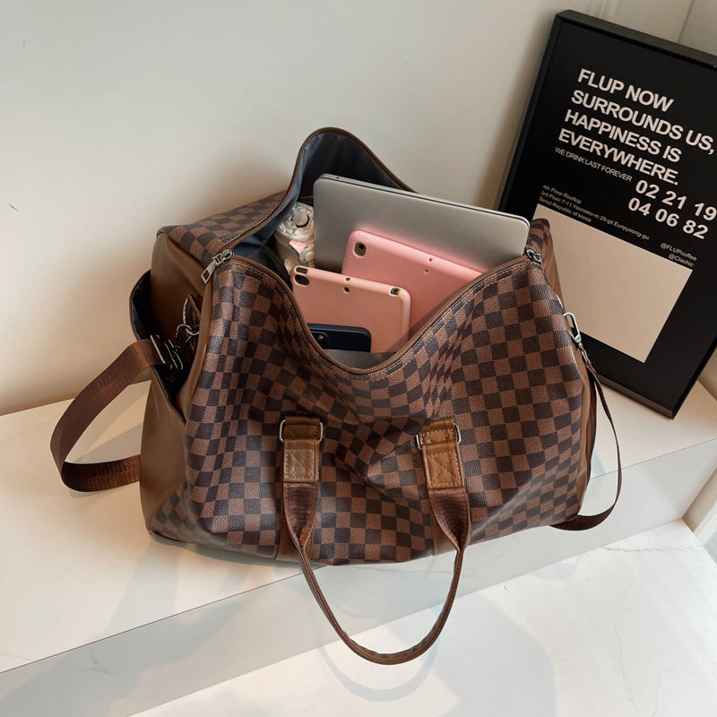 Elegante Schachbrett Reise Duffle Tasche Karnz