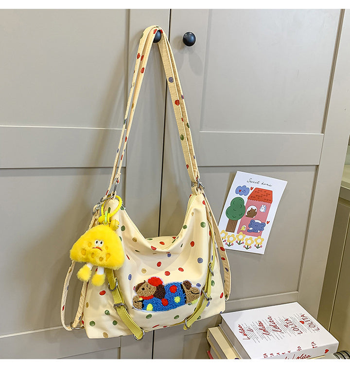 Verspielt gepunktete Plüsch Crossbody-Tasche Karnz
