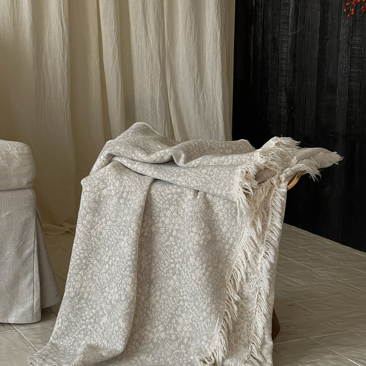 Fringed Jacquard Baumwollmischung Wurfdecke