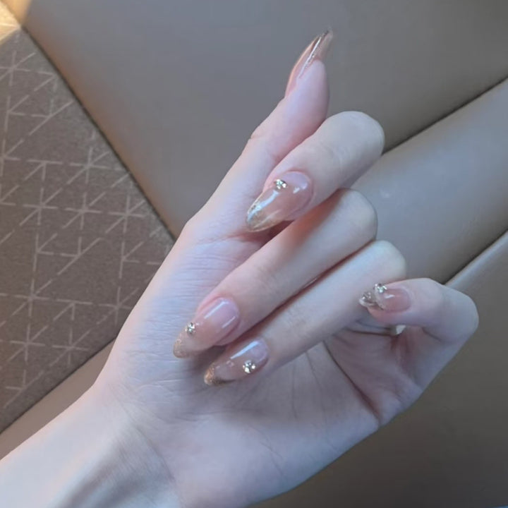 Eleganter Glitter-Akzent Press-On Nagel Set Karnz