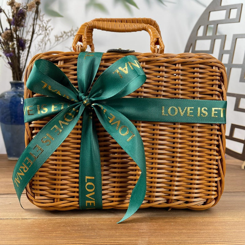 Damen klassischer Rattan Handtasche Karnz