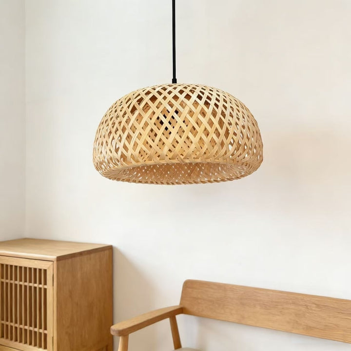Elegante Geflochtene Bambus Pendelleuchte