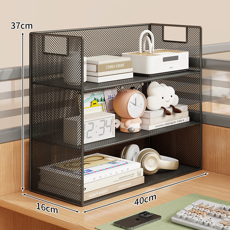 Mesh Desktop Open-Shelf Organizer mit integrierten Griffen und Trennwänden