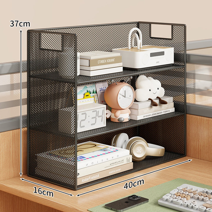 Mesh Desktop Open-Shelf Organizer mit integrierten Griffen und Trennwänden