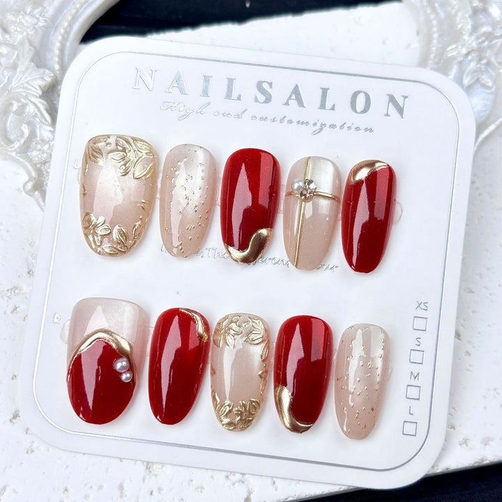 Luxuriöses Blumendesign Press-On Nagelset