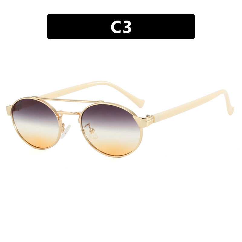 Damen modische Sonnenbrille im stilvollen runden Design mit goldenen Akzenten Karnz