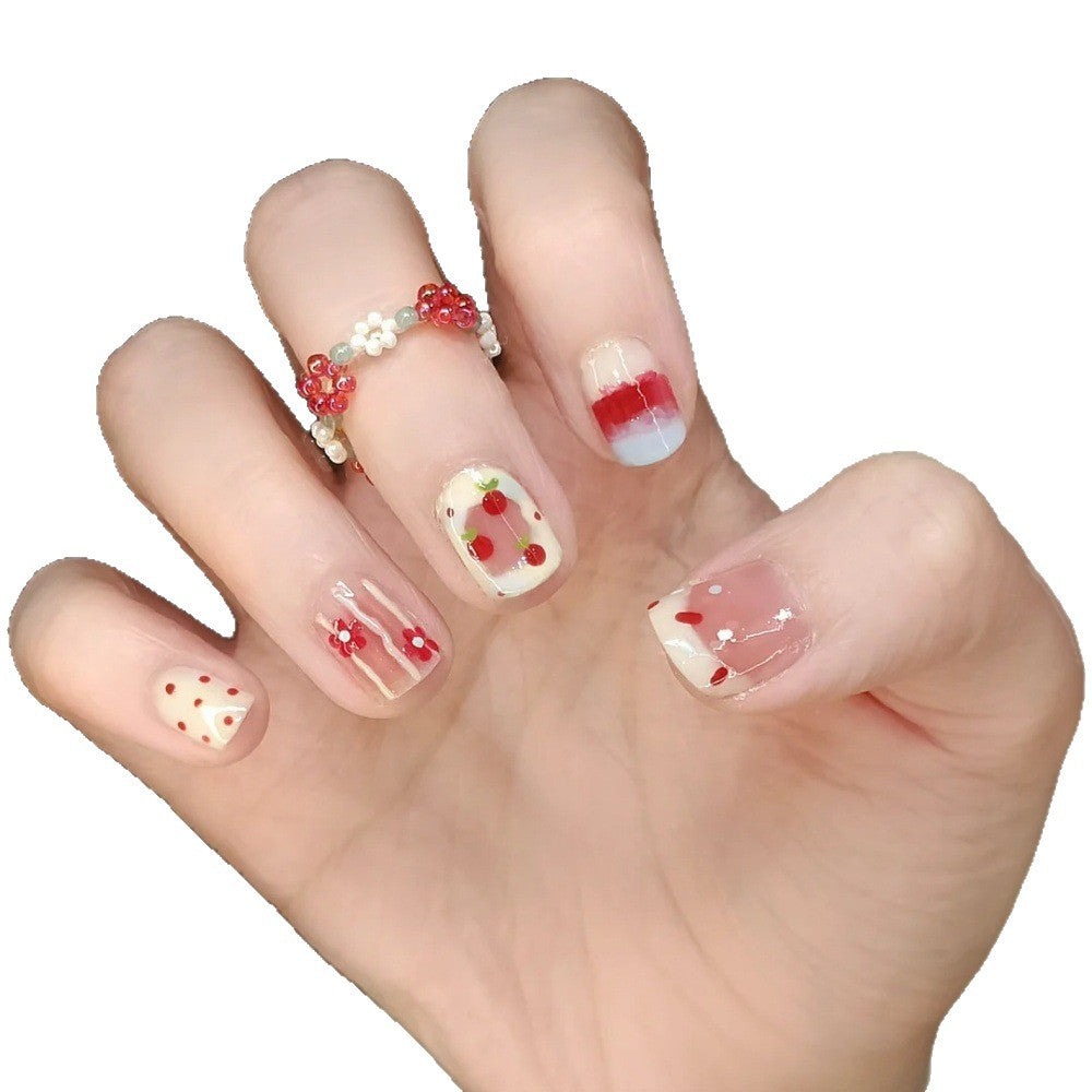 Künstlerisches Floral- und Edelstein-Press-On-Nagelset Karnz