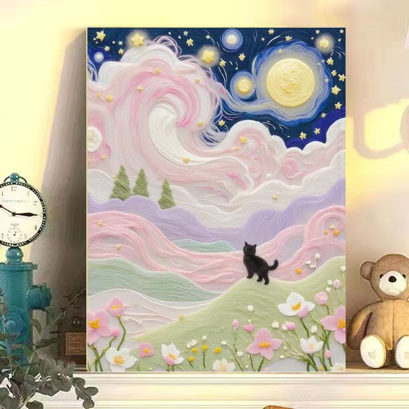 Verspielt Katze Landschaft Leinwand Kunst Karnz