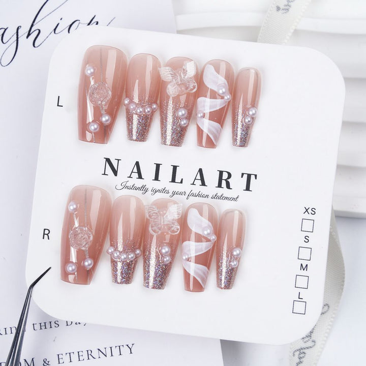 Künstlerisches 3D Schmetterling Press-On Nagelset Karnz