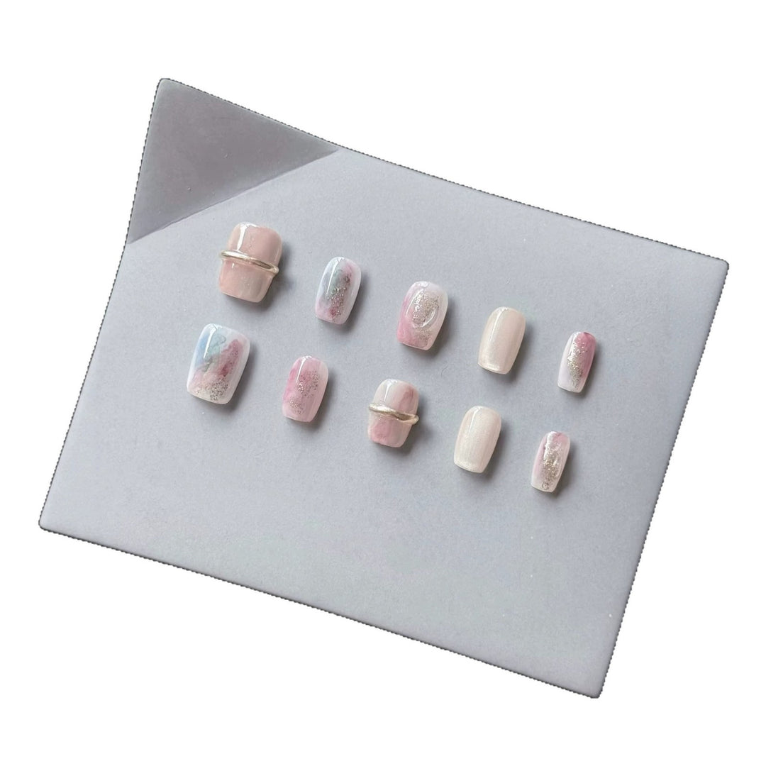Luxus Press-On Nagelkunst Set mit elegantem Marmor Design