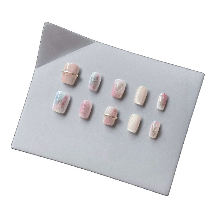 Luxus Press-On Nagelkunst Set mit elegantem Marmor Design
