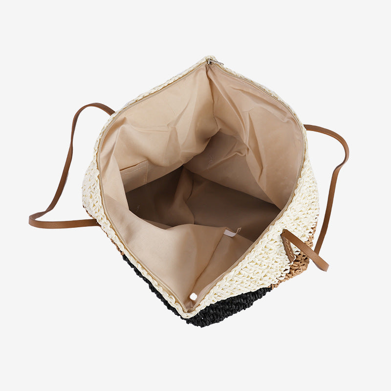 Damen Mode-Tasche aus handgefertigtem Naturmaterial mit Streifenmuster Karnz