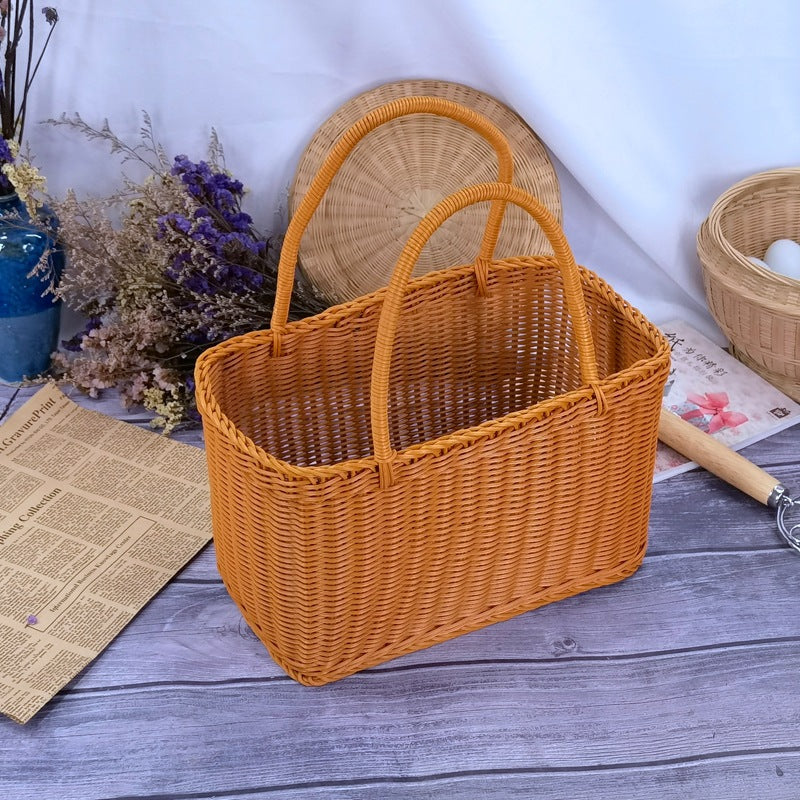 Damen zeitloser Rattan Einkaufskorb Karnz