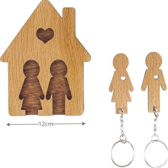 Holz Familien Schlüsselanhänger Halter