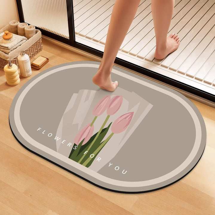 Künstlerische Florale Badematte Karnz
