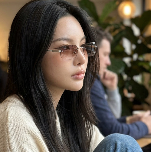 Damen geometrische Sonnenbrille mit filigranem Metallrahmen Karnz