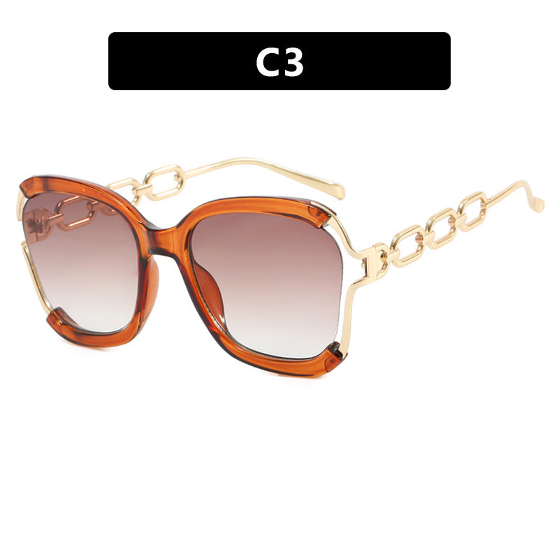 Damen modische Sonnenbrille mit goldenen Kettendetails Karnz