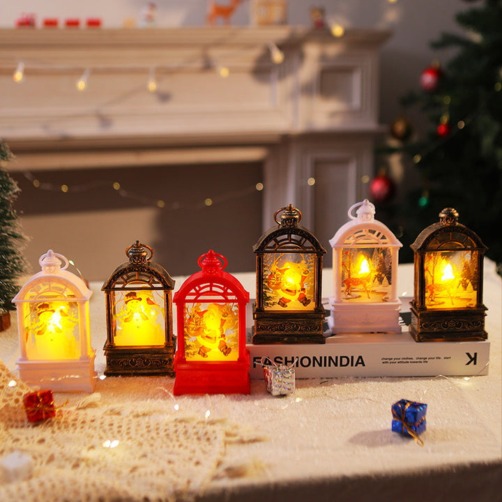 Dekorative Weihnachtslaterne mit nostalgischem Santa-Motiv Karnz