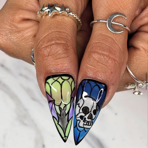 Künstlerische Halloween-Themen Stiletto Presse-On Nägel Karnz