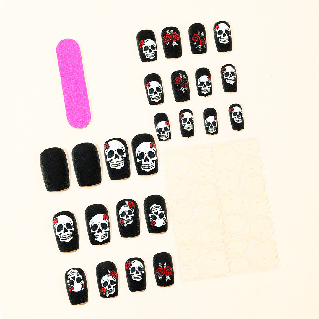Skull und Rose Acryl Nagelkunst Verlängerungen Karnz