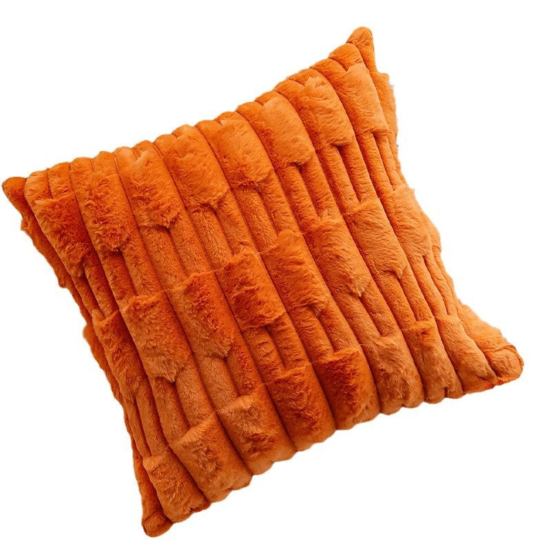 Quadratischer Soft‑Teddy Kissenbezug mit 3D‑Rippenplüschstruktur und verdecktem Reißverschluss Karnz