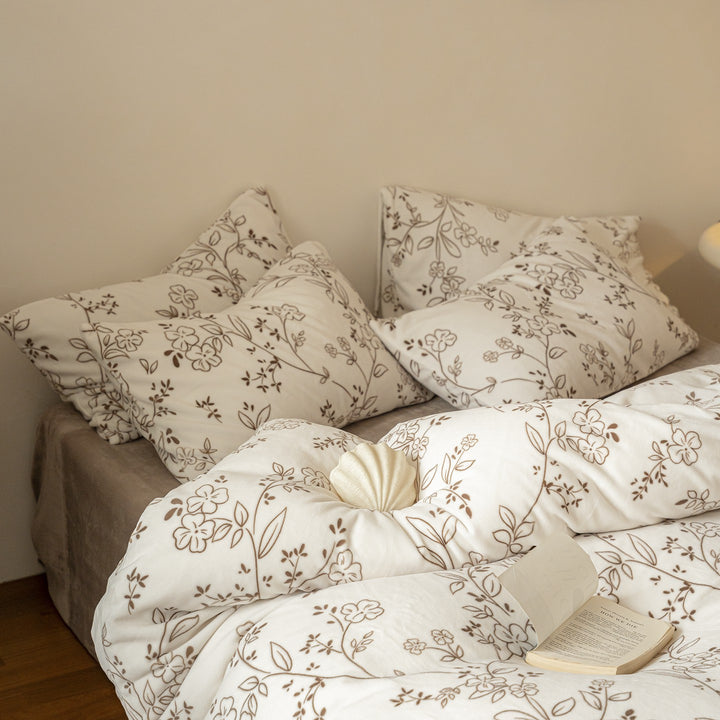 Kinder-Bettwäsche-Set aus kuscheligem Flanell mit kariertem Tiergesichter-Print und Reißverschluss