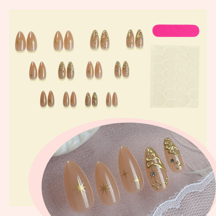 Premium Press-On Nail Set mit aufwendigen Stern- und Dekorationsdesigns Karnz