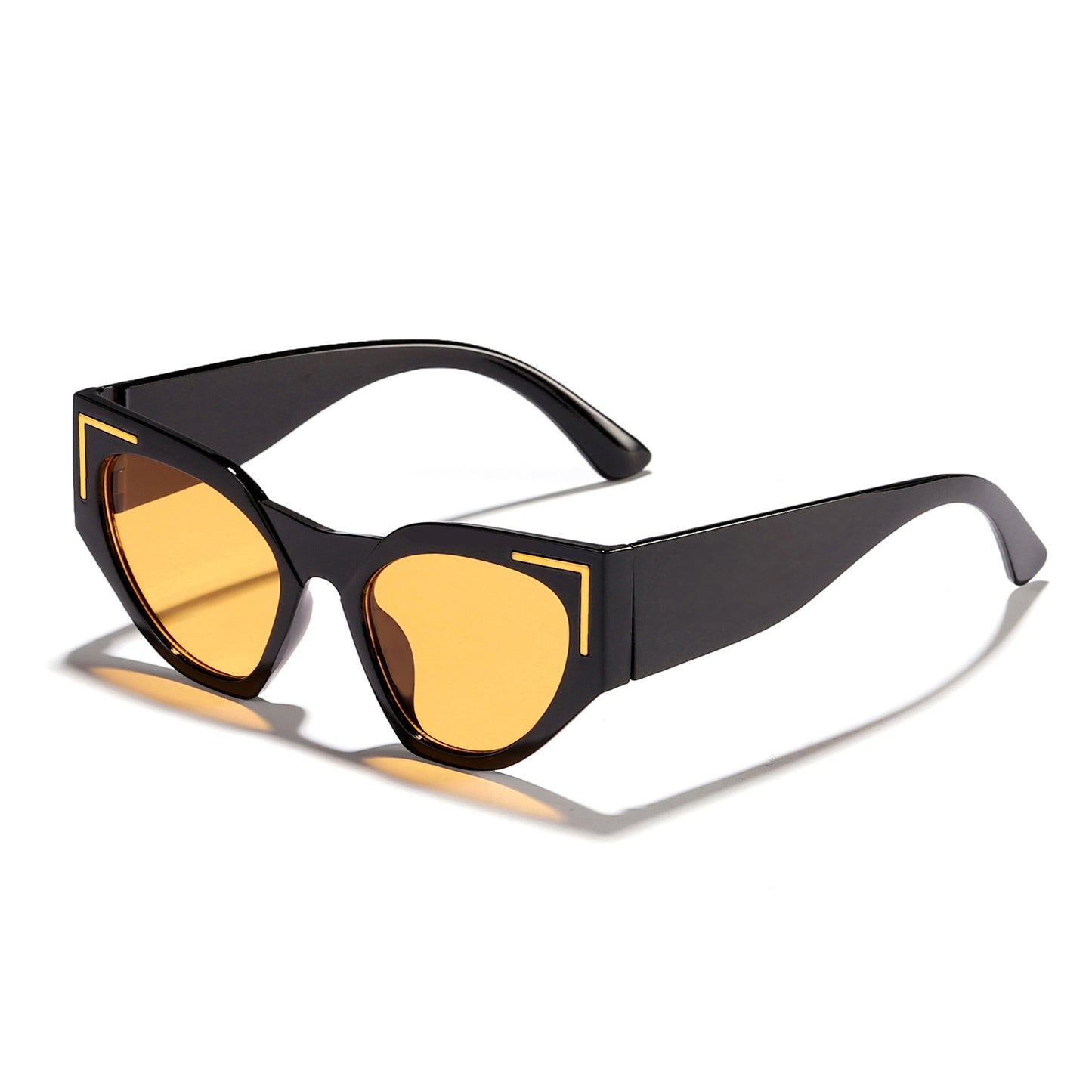Damen kreative Cat-Eye Sonnenbrille mit transparentem Rahmen und braunen Gläsern Karnz