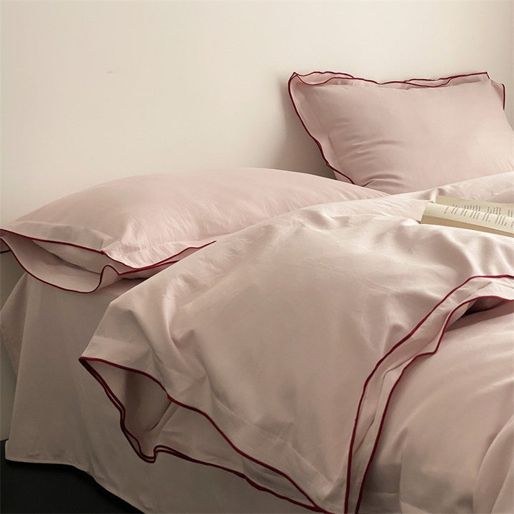 Luxuriöses Bettwäsche-Set aus Satin-Mikrofaser mit feiner Paspelierung