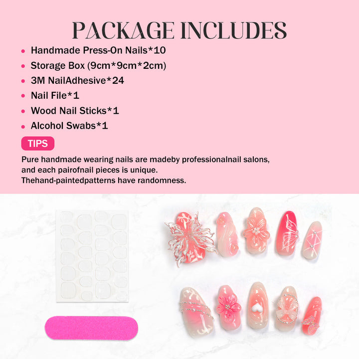 Kreatives Druck-Nagelset mit floralen Designs und dekorativen Akzenten Karnz