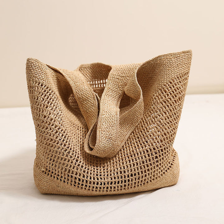 Damen Handgeknüpfte Strandtasche aus natürlichem Bastmaterial Karnz