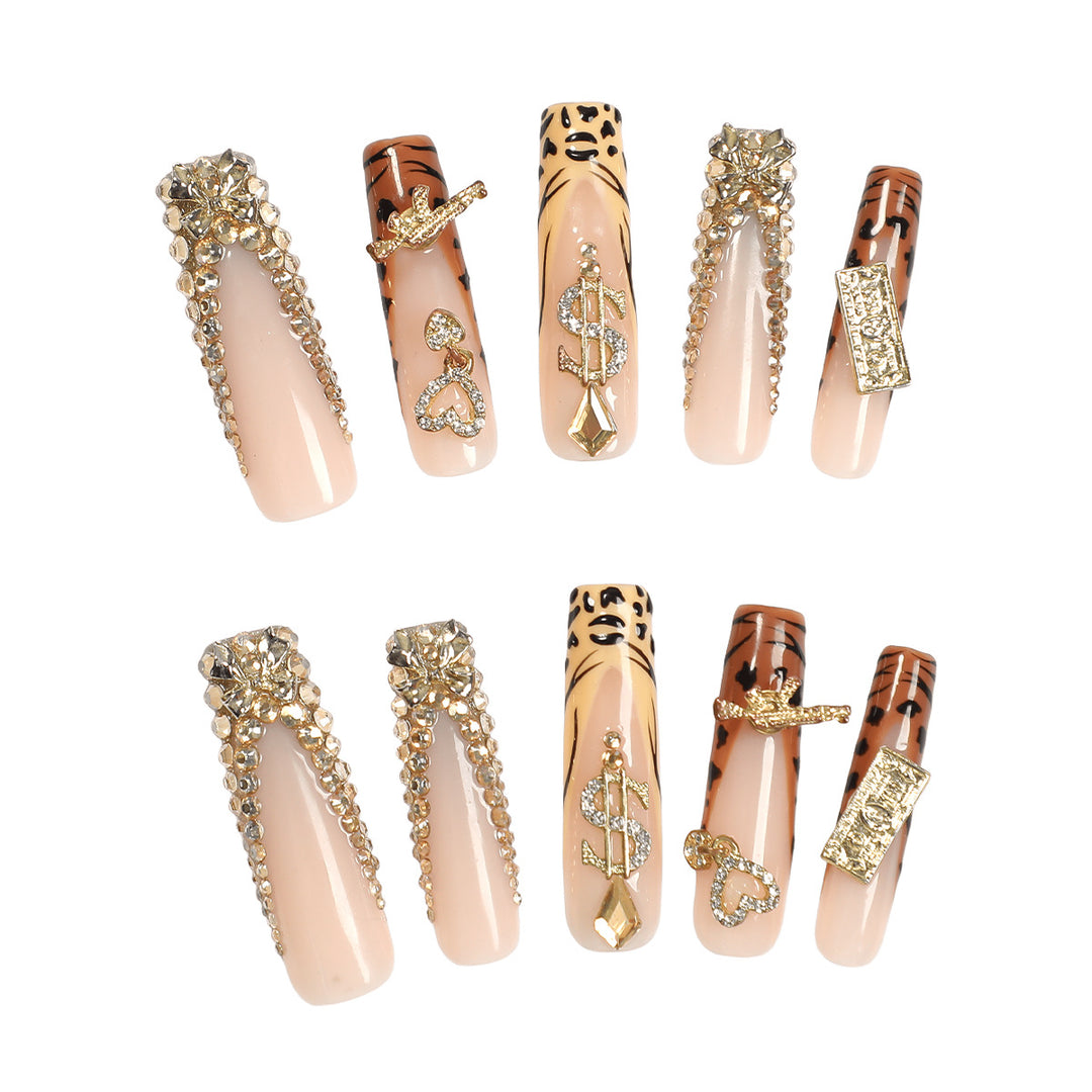 Kunstnagelset mit luxuriösen Glitzer- und Tiermotiven Karnz