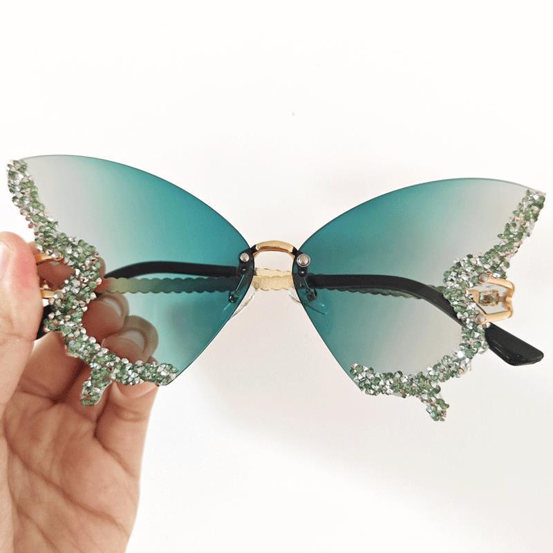 Damen extravagante Sonnenbrille mit funkelndem Butterfly-Design Karnz