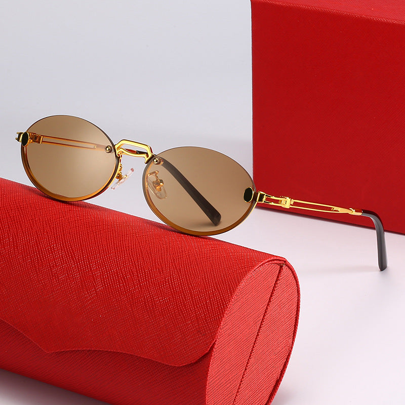 Damen modische Sonnenbrille mit filigranem Metallrahmen und stylishem Design Karnz