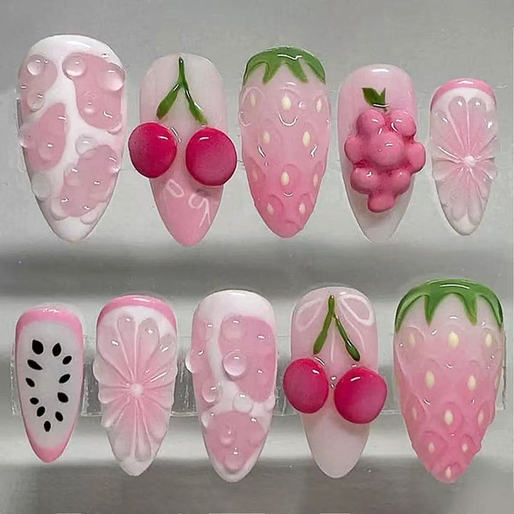Früchte-Themen Künstliche Press-On Nagelkollektion