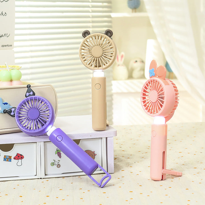 Damen Tragbarer Handventilator mit LED-Beleuchtung und süßem Tierdesign Karnz
