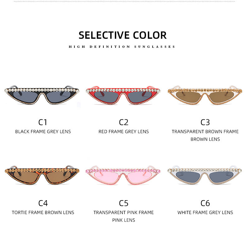 Damen Cat-Eye Sonnenbrille mit funkelndem Steinbesatz Karnz