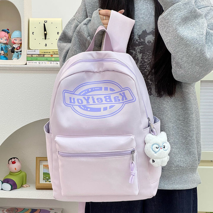 Trendige lässige Rucksack mit Plüsch-Schlüsselanhänger Karnz